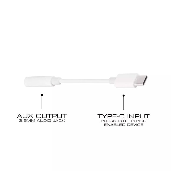 onn. USB-C to 3.5mm AUX Adapter White Cable - NEW in Box - Picture 2 of 4